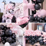 Gaeaspace  -  136 Pcs Black Macarons Pink Balloon Garland Arch Set Wedding Bridal Shower Anniversary Girls Birthday Party Baby Muy Decorations