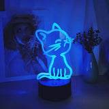 Gaeaspace  -  1pc  Cat  3D Night Light, 3D Optical Illusion Lamp With Touch, 7-Color Changing Ambient Light For Bedroom