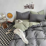 Gaeaspace  -  Solid Color Bedding Set Nordic White Navy Soft Touch Duvet Cover Flat Sheet Pillowcases Twin Double Hotel Home King Bed Linen