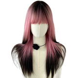 Gaeaspace  -  Long Wig Natural New Gradient Cos Spice Girls Medium-length Simulation Human Hair Pink Wig Full Headgear