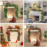 Gaeaspace  -  Artificial Christmas Garland Decorations with Lights, Christmas Wreaths for Xmas Tree Front Door Fireplaces Stairs Decor Wreath