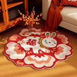 Gaeaspace  -  Rabbit Bedroom Red Rugs Cute Cartoon Rug Floor Mat Chinese Gift Fluffy Soft Living Room Carpets Home Decoration 귀여운 선물 ковер IG