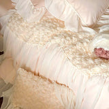 Gaeaspace  -  Rose Lace Bedding Set Romantic Princess Wedding Duvet Cover Bed Sheet Pillowcases Bed Linens