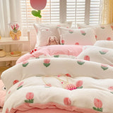 Gaeaspace  -  Winter Thick Warm Plush Comforter Cover Queen Bedding Sets Cartoon Quilt Cover Bed Sheet Pillowcase 4pcs Luxury Bed Linens