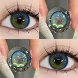 Gaeaspace  -  Blue Cat Lens Prescription Contact Lenses for Eyes with Diopter Fashion Pupils Moypia Eye Natural Color Lenses 2pcs/pair