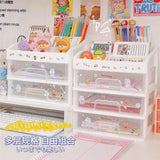 Gaeaspace  -  Hand Account Dormitory Storage Box Ins Girl Heart Desktop Drawer Student Makeup Sticker Storage Box Table Stationery Organizer