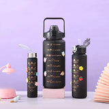 Gaeaspace  -  Kawaii Water Bottle 3 in 1 Gym Sport Bottle 2 Liter Plastic Portable Travel Outdoor Fitness Jugs School Drink Bottles With Straw