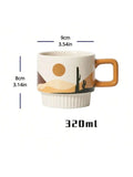 Gaeaspace  -  1pc desert Series Abstract Hand-painted Ceramic Mug American Style Retro Breakfast Cup Home Stackable Milk Water Coffee Cup