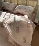 Gaeaspace  -  Sweet cute cartoon rabbit bear polka dot bedding set,twin full queen lovely cotton home textile bed sheet pillowcase quilt cover