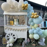 Gaeaspace  -  136pcs Dusty Green Blue Balloon Garland Arch Kit Sand White Beige Balloons for Boho Baby Bridal Shower Wedding Party Decorations