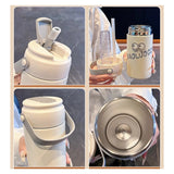 Gaeaspace  -  Cute Thermos Bottle With Tea Filter 3D Sticker Vacuum Flask Stainless Steel Water Coffee Milk Travel Straw Cup 550/750ml Gift