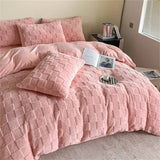 Gaeaspace  -  Tafu Velvet Home Bed linen plaid comforter bed cover full set microfiber bedding plush Quilt Duvet cover double bed sheets set