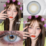 Gaeaspace  -   1Pair Colored Contact Lenses with Prescription Natural Big Eyes Yearly Gray Blue Cosmetic Contact Soft Makeup Pupils