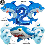 Gaeaspace  -  24pcs Giant Shark Balloons Blue Number 3 Balloon Shark Birthday Party Decorations 1-9 Year Old Number Balloons Kids Toy Balloon