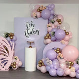 Gaeaspace  -  116Pcs Pastel Pink Purple Balloon Arch Kit Butterfly Ballon Dark Green Apricot Balloons for Girls Birthday Wedding Decoration