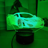 Gaeaspace  -  1pc Car  3D Night Light, 3D Optical Illusion Lamp With Touch, 7-Color Changing Ambient Light For Bedroom