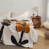 Gaeaspace  -  Nordic Ins Style Knitted Velvet Blanket, Cartoon Flower, Multi-Functional, Casual Sofa Cover, Bed End Decorative