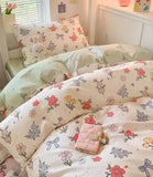 Gaeaspace  -  Cute sweet colorful flower bedding set single double,twin full queen king cotton home textile bed sheet pillow case quilt cover