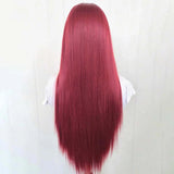 Gaeaspace  -  Red Wig Straight Synthetic Lace Front Wig Long Red Hair Wig Glueless Wigs Ready to Wear Burgundy Colored Lace Wigs for Women