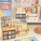 Gaeaspace  -  Kawaii Desktop Cosmetic Storage Box Organizer Drawer Office Storage Rack Stationery Desk Pen Holder Bunny Drawer jewel Organizer