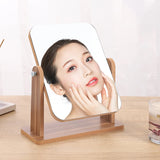 Gaeaspace  -  Dresser Vanity Mirror with Natural Wood Stand, 1x 360 Degree Rotating Magnifying Mirror, Portable Table Countertop Mirror Bathr