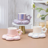 Gaeaspace  -  Ceramic coffee cups and exquisite mugs and saucers set girls' high-value cherry blossom cups are luxurious and luxurious.