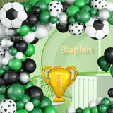 Gaeaspace  -  127Pcs Green White Black Football Trophy Foil Balloon Garland Arch Set Birthday Party Kids Toys Football Themed PartyDecorations