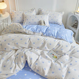 Gaeaspace  -  Ins Simple Style Duvet Cover Set with Pillowcases Flat Sheet No Comforter Grey Boys Girls Bedding Kit Single Twin Bed Linens