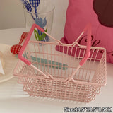 Gaeaspace  -  Ins Cute Pink Trolley Shopping Basket Storage Toy Creative Mini Kawaii Desktop Decoration Gift Dollhouse Furniture Accessories