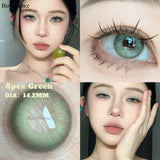 Gaeaspace  -  1 Pair Green Colored Contacts Lens with Myopia Yearly Summer New Style Korean Big Eyes Soft Pupils Fast Shipping