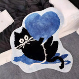 Gaeaspace  -  Cartoon Tufting Black Cat Living Room Carpet Soft Kids Playmat Bedroom Rug Floor Anti Slip Pad Mat Aesthetic Home Nursery Decor