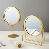 Gaeaspace  -  Makeup Mirror Light Luxury Retro European Metal Gold Home Desktop Desktop Square Round Mirror Mirror Dormitory Makeup Mirror