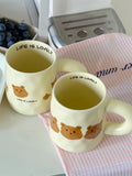 Gaeaspace  -  Korean-style Ceramic Cute Bear Mug Large Capacity Household Breakfast Milk Cup Office Simple Coffee Cup with Handle