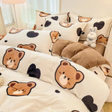 Gaeaspace  -  Winter Warm Plush Duvet Cover Set Queen Bedding Sets Comforter Cover Cartoon Quilt Cover Sheet Pillowcase 4pcs Luxury Bed Linens