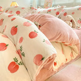 Gaeaspace  -  Winter Thickened Warm Flannel Queen Bedding Set Home Textile Cartoon Cute Duvet Cover Sheet Pillowcase 4pcs Luxury Bed Linen Set