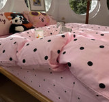 Gaeaspace  -  Fashion sweet cute pink cat polka dot bedding set,twin full queen kawaii cotton home textile bed sheet pillow case quilt cover