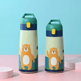 Gaeaspace  -  1pc 350ml 500ml Kids Stainless Steel Straw Thermos Mug with Case Cartoon Leak-Proof Vacuum Flask Children Thermal Water Bottle