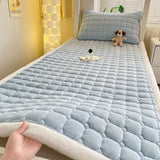 Gaeaspace  -  Dormitory Single Thick Warm Bed Sheet Winter Milk Velvet Mattress Topper Double Bedspread Thin Bed Pad Mattress Cover Tatami Mat