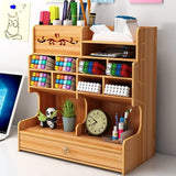 Gaeaspace  -  Wooden Oblique Insertion Pen Holder Student Bedroom Desktop Stationery and Cosmetics Organization Office Miscellaneous Storage