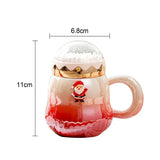 Gaeaspace  -  500ml Christmas Mug with Lid Santa Claus Christmas Trees Pattern Ceramic Coffee Cup Home Office Decor New Year Xmas Gift Box