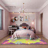 Gaeaspace  -  Cute Cartoon Bedroom Bedside Children's Crawling Carpet Simple Living Room Decoration Rug Luxury Study Cloakroom Non-slip Rugs