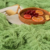 Gaeaspace  -  Long Hair Bedding Set Green Mink Flannle Velvet Fleece Duvet Cover Thicken Warm Home Linen 3/4 Heart Cushion Sheet