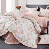 Gaeaspace  -  100s Egyptian Cotton Bedding Set Queen King Ru Double Size Print Bed Linens Blanket Cover Sheet Pillowcase