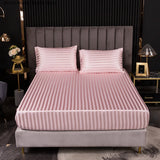 Gaeaspace  -  Luxury Queen King Size Bedding Set Satin Fitted Sheet 1pcs Bed Mattress Protector Cover Twin Queen Bedclothes No Pillowcase