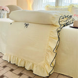 Gaeaspace  -  Bow Embroidered Summer Quilt With Lace Korean Style Air Conditioning Comforter Quilt Machine Washed Soft Skin Friendly Blankets