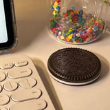 Gaeaspace  -  1pc Mini Pocket Chocolate Makeup Mirror Cookie Biscuits Compact Make Up Mirror with Comb Portable Traveling Folding Mini Miroir