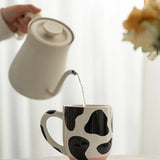 Gaeaspace  -  1pc 500ml 17oz Cute Cartoon Ceramic Cup Creative Cow Pattern and Footed Water Mug Cup Coffee Milk Cup Gifts for Friend Kids