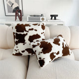 Gaeaspace  -  Plush Soft Fur Cow Throw Pillow Living Room Sofa Cushion Home Decor Fluffy Plaid Waist Rest Pillows Pillowcase With Pillow Core