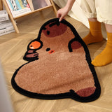 Gaeaspace  -  Tufting Capybara Bathroom Mat Cartoon Bedrooom Rug Living Room Carpet Soft Bedside Floor Pad Aesthetic Home Decor 48x80cm