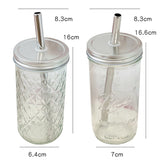 Gaeaspace  -  Ins Boba Milk Tea Glass Water Cup With Straw Lid Large Capacity Clear Heat Resistance Glass Coffee Bubble Juice Cold Drink Cups